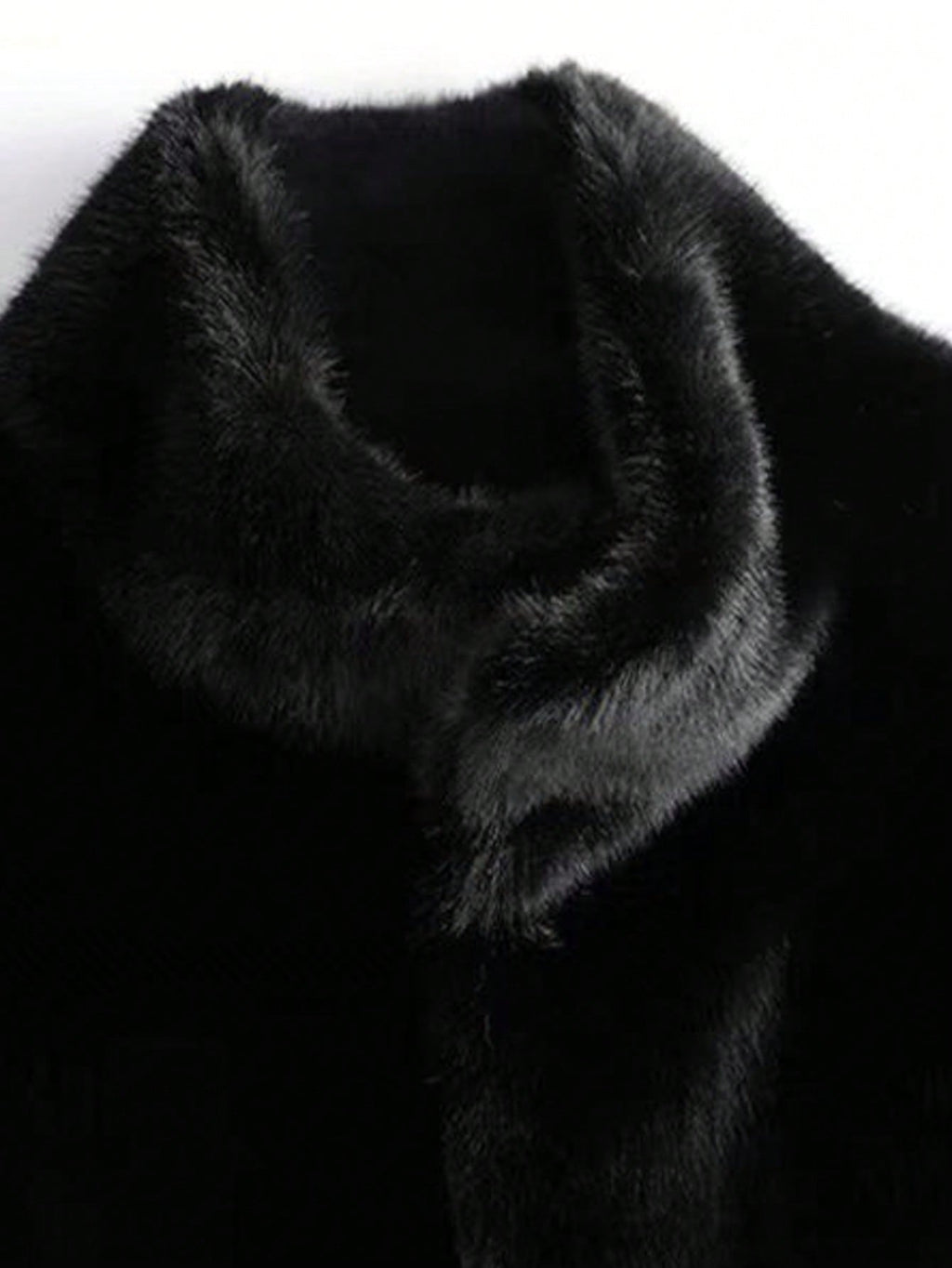 Elegant Black Faux Fur Coat For Women Stand Collar Long Sleeve Regular Fit Winter Wardrobe Essential