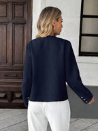 Round Neck Long Sleeve Jacket for Women Regular Fit Casual Outerwear Spring Summer