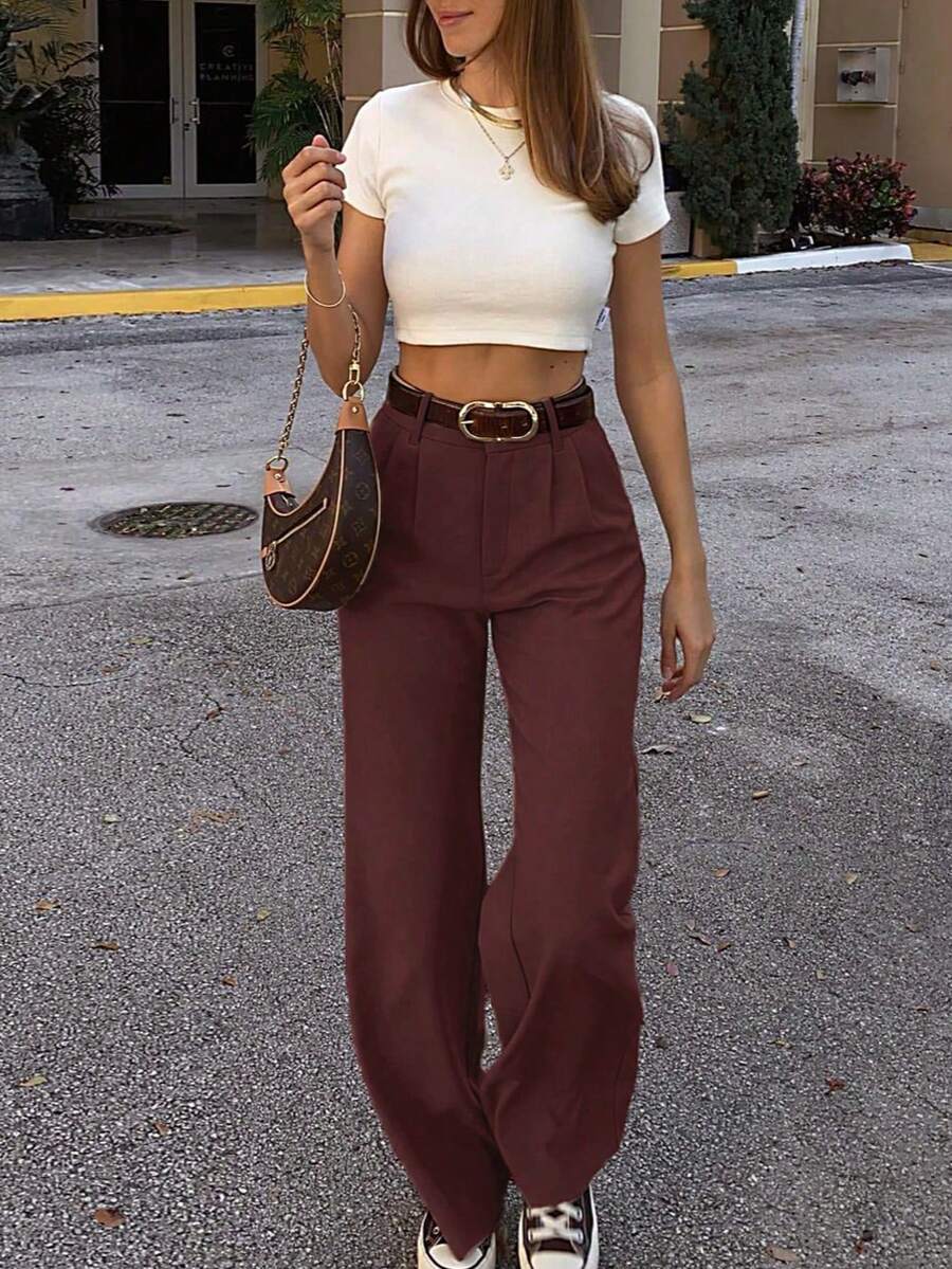 Vintage Glam High Waist Loose Pants