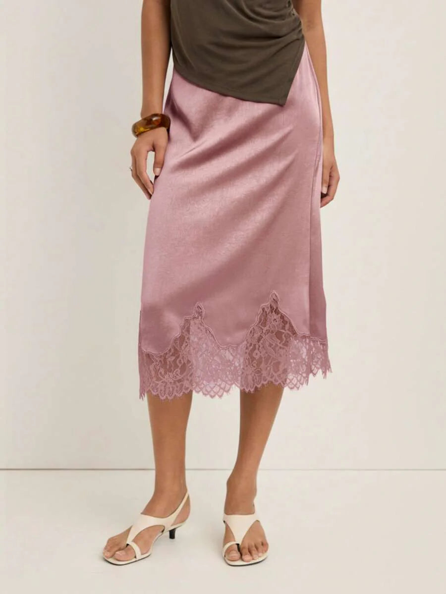 Elegant Black Asymmetrical Lace Hem Skirt With Fringe Plaid A Line For Night Out And Party Wear