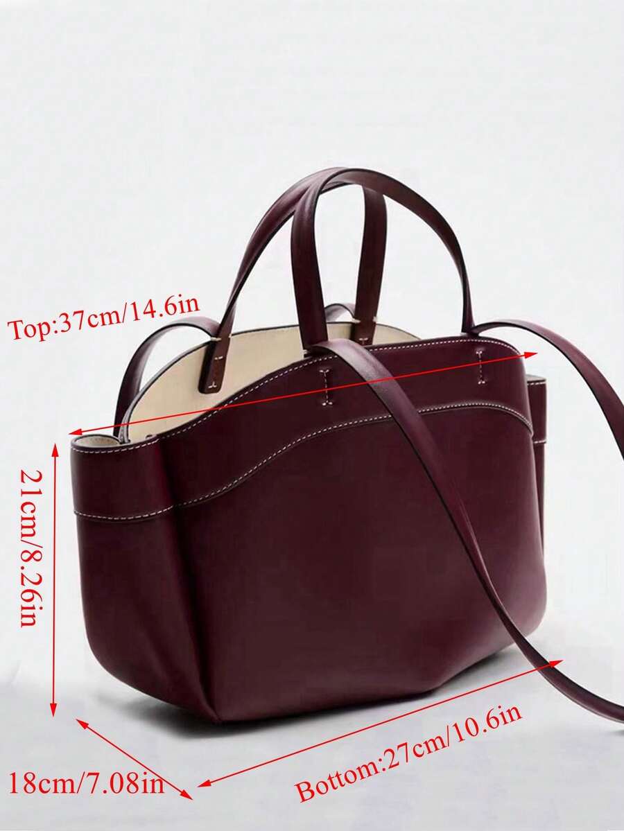 Pleated PU Tote Bag Large Capacity With Double Handles