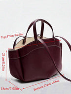 Pleated PU Tote Bag Large Capacity With Double Handles