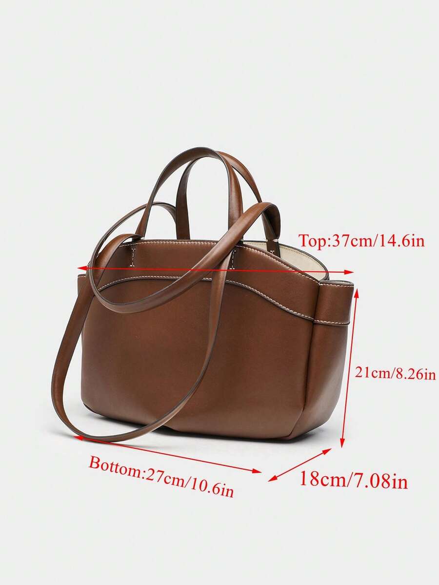 Pleated PU Tote Bag Large Capacity With Double Handles