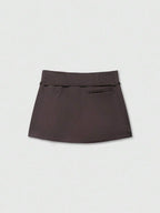 Zipper Waist Belted Midi Skort
