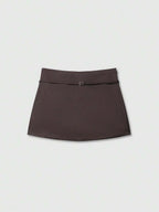 Zipper Waist Belted Midi Skort