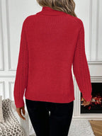White Pointelle Hollow Out Raglan Sleeve Pullover Sweater Cozy Winter Casual Knit For Daily Wear