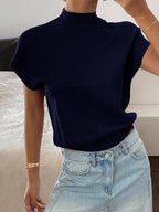 Batwing Knit Top Stand Collar