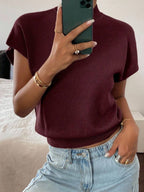 Batwing Knit Top Stand Collar