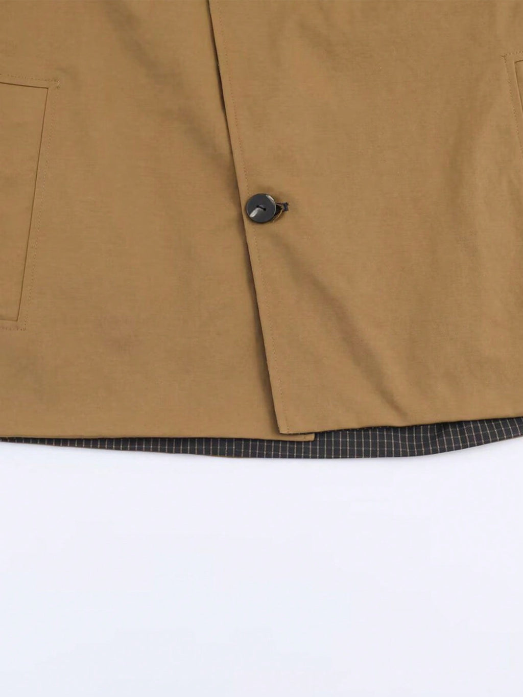 Geometric Reversible Trench Coat With Funnel Neck Casual Long Sleeve Spring And Autumn