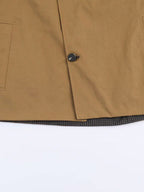 Geometric Reversible Trench Coat With Funnel Neck Casual Long Sleeve Spring And Autumn
