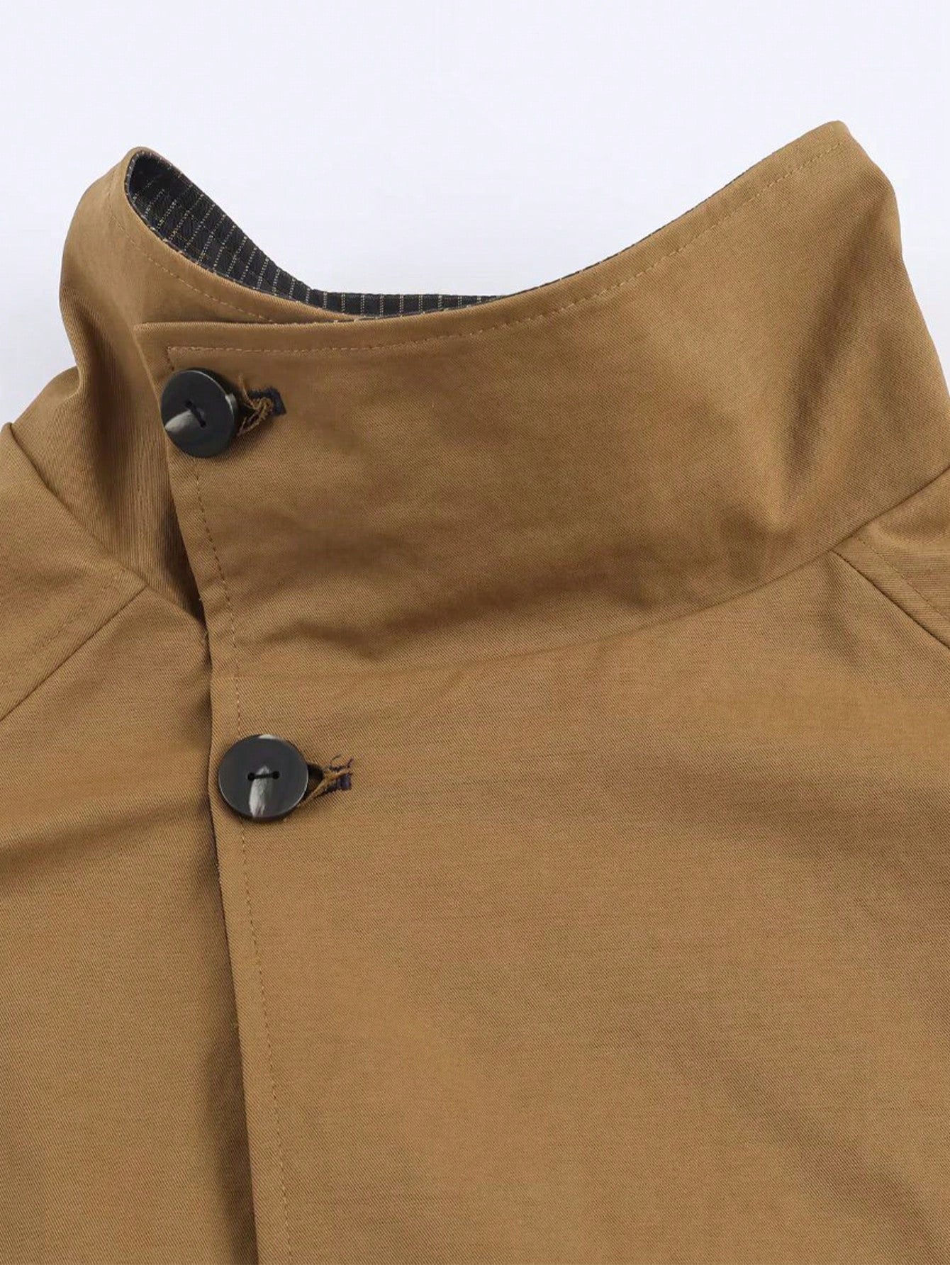 Geometric Reversible Trench Coat With Funnel Neck Casual Long Sleeve Spring And Autumn