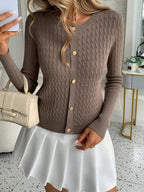 Taupe Cable Knit Cardigan