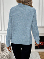White Pointelle Hollow Out Raglan Sleeve Pullover Sweater Cozy Winter Casual Knit For Daily Wear