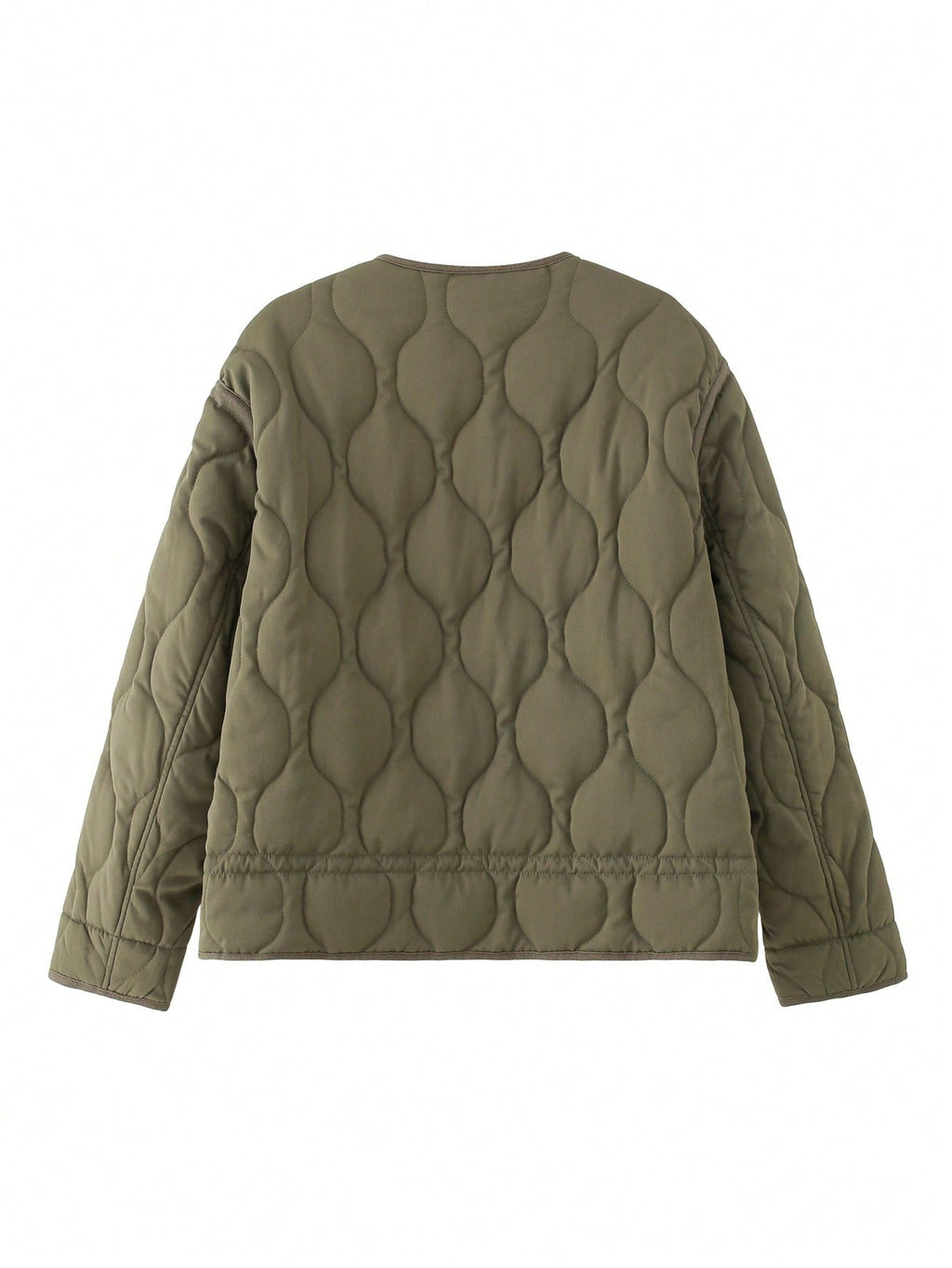 Quilted Padded Zip Front Jacket With Pockets