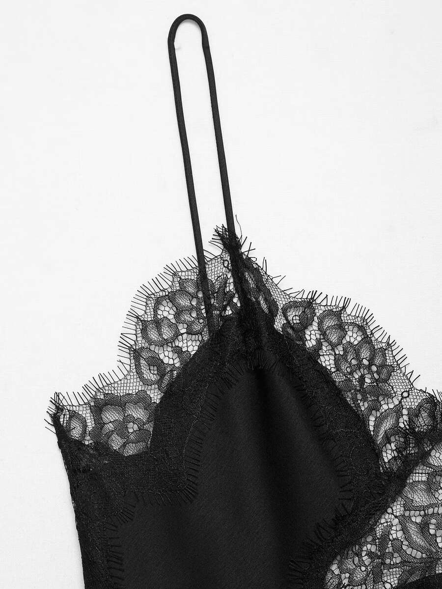 Contrast Lace Spaghetti Strap Top