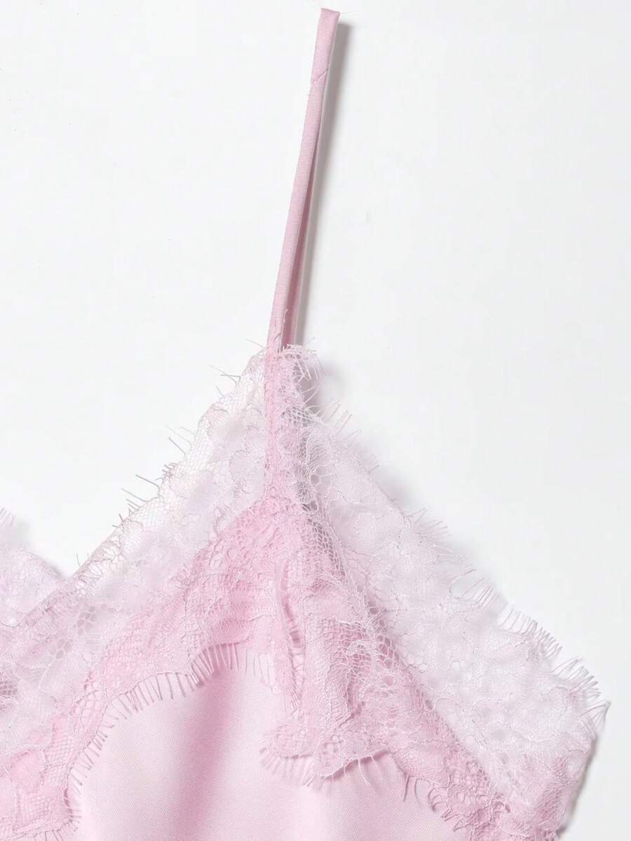 Contrast Lace Spaghetti Strap Top