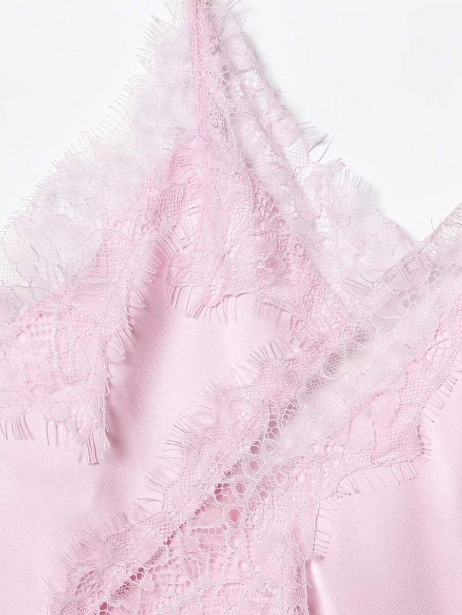 Contrast Lace Spaghetti Strap Top