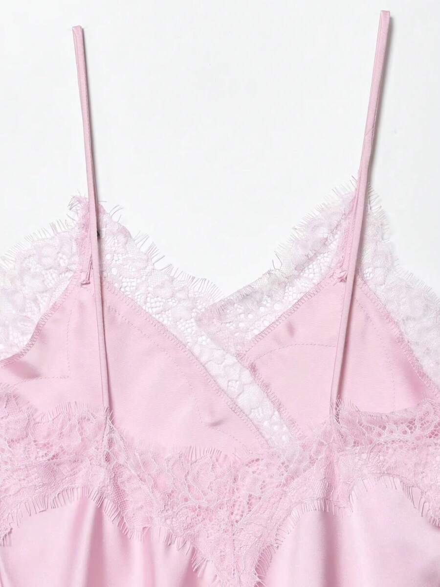 Contrast Lace Spaghetti Strap Top