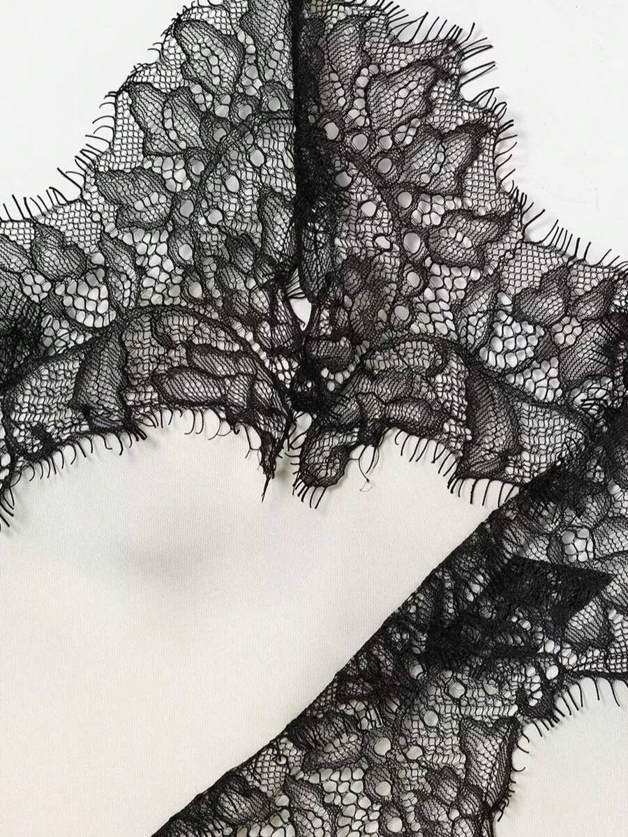 Contrast Lace Spaghetti Strap Top