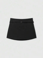 Zipper Waist Belted Midi Skort