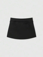 Zipper Waist Belted Midi Skort