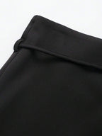 Zipper Waist Belted Midi Skort