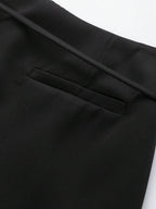 Zipper Waist Belted Midi Skort