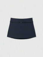 Zipper Waist Belted Midi Skort