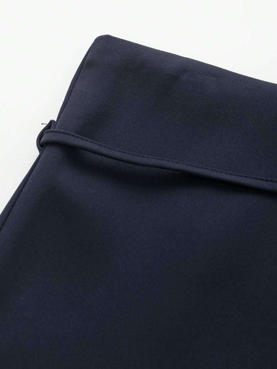 Zipper Waist Belted Midi Skort
