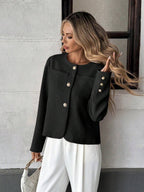 Round Neck Long Sleeve Jacket for Women Regular Fit Casual Outerwear Spring Summer