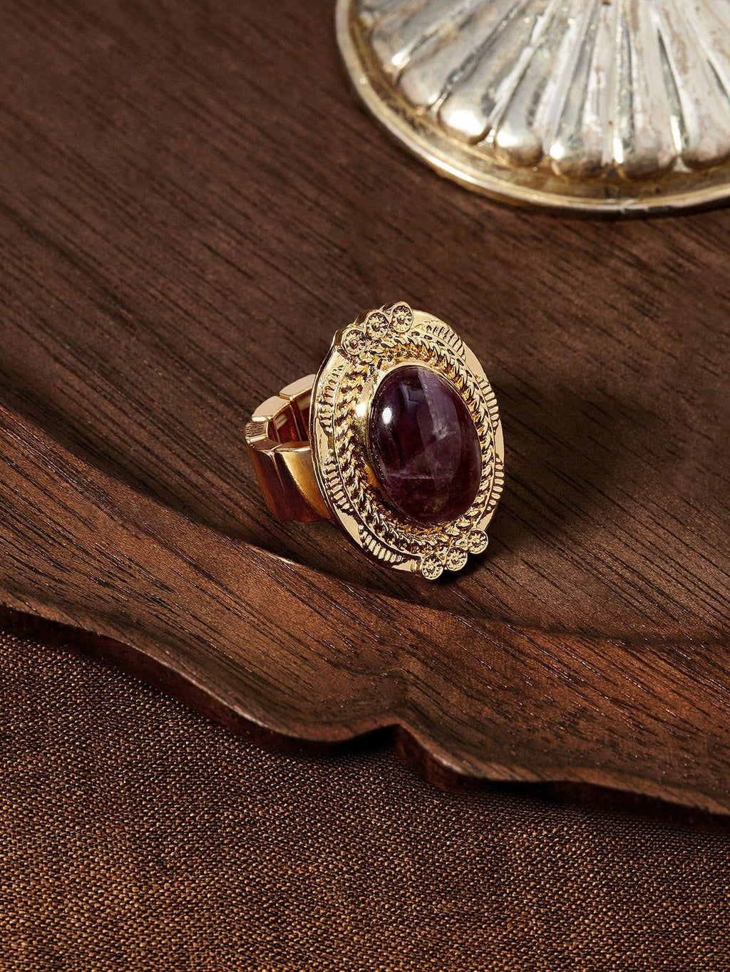 Vintage Gold Gemstone Single Ring For Women Casual Everyday Wear Old Money Charm Jewelry