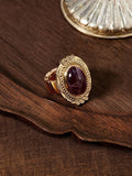 Vintage Gold Gemstone Single Ring For Women Casual Everyday Wear Old Money Charm Jewelry