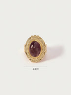 Vintage Gold Gemstone Single Ring For Women Casual Everyday Wear Old Money Charm Jewelry