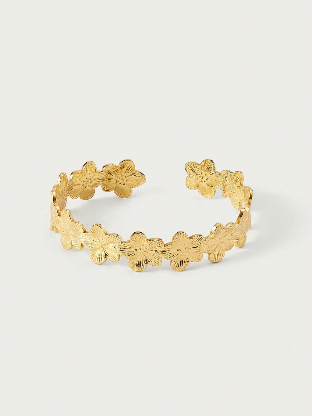 FloraGlow Gold Flower Stainless Open Cuff