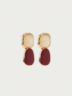 Burgundy Zinc Square Drop Earrings