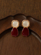 Burgundy Zinc Square Drop Earrings