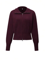 Winter Hooded Zip Up Cardigan For Women With Double Zipper Long Sleeve Casual Office Daily Wear