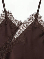 Contrast Lace Spaghetti Strap Top