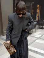 Funnel Neck Wool Blazer