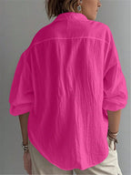 Plus Size Bishop Sleeve Button Front Shirt