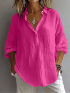 Plus Size Bishop Sleeve Button Front Shirt