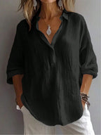 Plus Size Bishop Sleeve Button Front Shirt