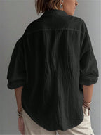 Plus Size Bishop Sleeve Button Front Shirt