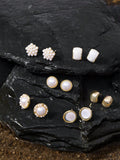 Pearl Cat Eye Rhinestone Earrings Set