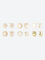 Pearl Cat Eye Rhinestone Earrings Set