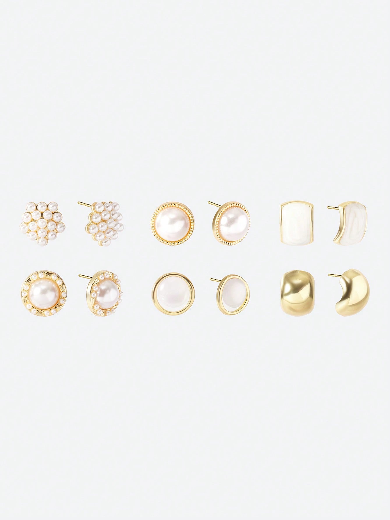 Pearl Cat Eye Rhinestone Earrings Set
