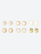 Pearl Cat Eye Rhinestone Earrings Set