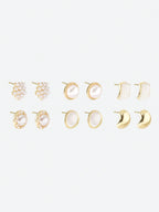 Pearl Cat Eye Rhinestone Earrings Set