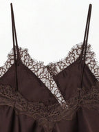Contrast Lace Spaghetti Strap Top