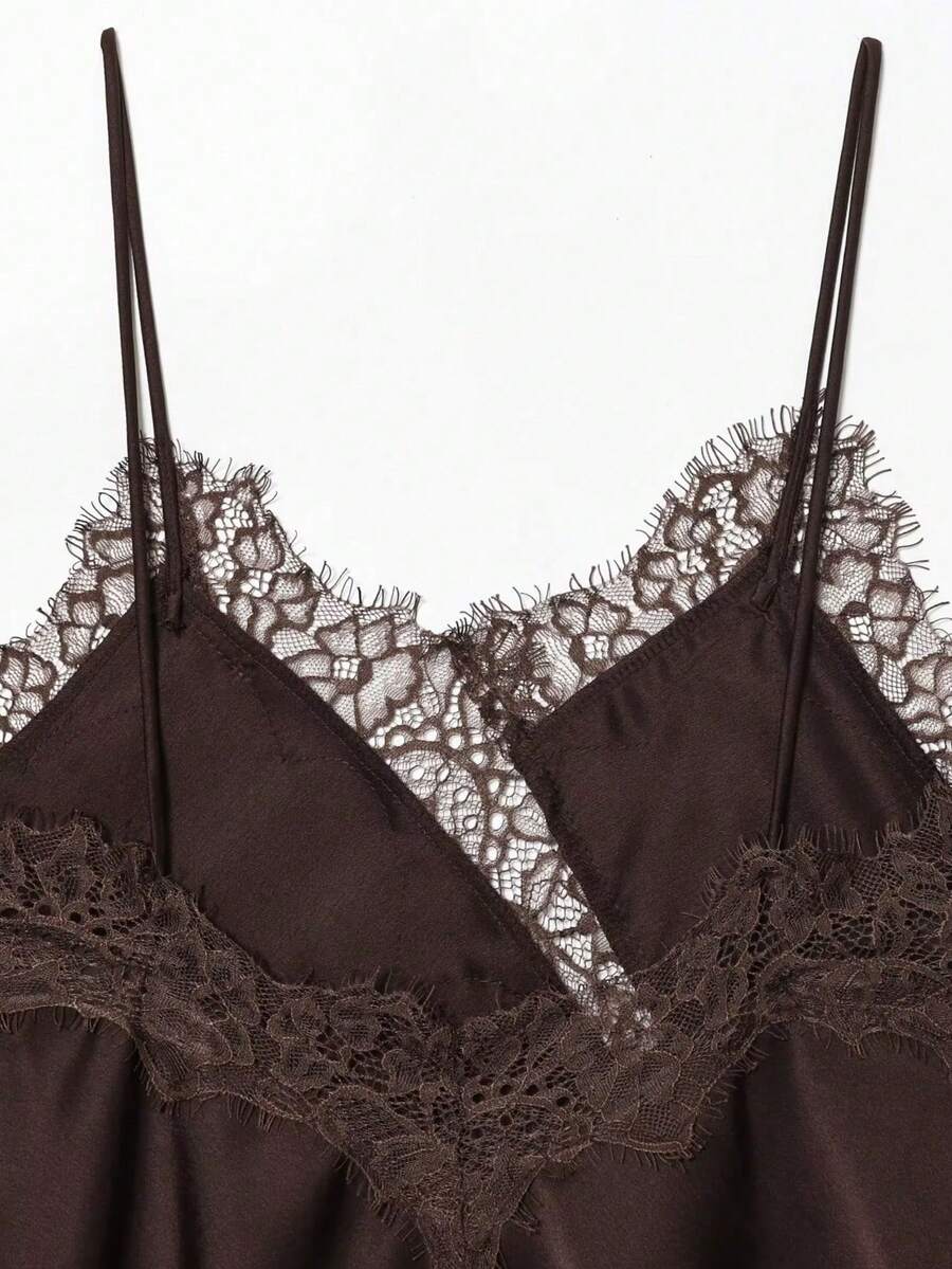 Contrast Lace Spaghetti Strap Top